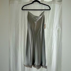 Satin New Year’s Dress - Beaded Detail Silk Cowl Neck, Low Back Dress